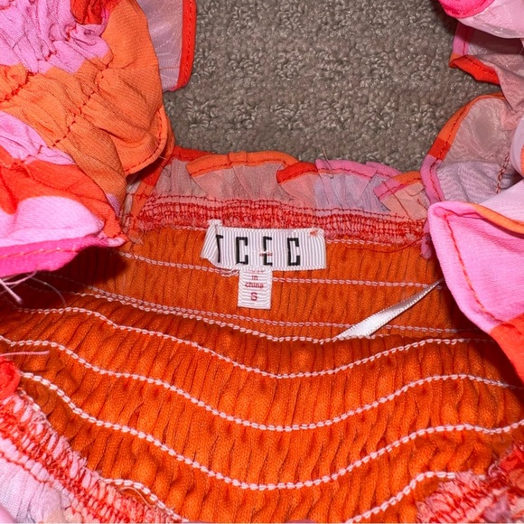 TCEC Smoked Ruffled Multi Colored Tank Top Size Small - Picture 5 of 7